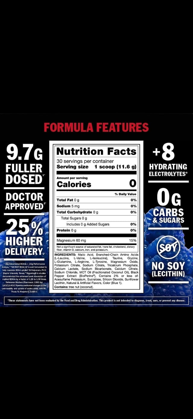BCAA MUTANT 9.7 - 30 servicios