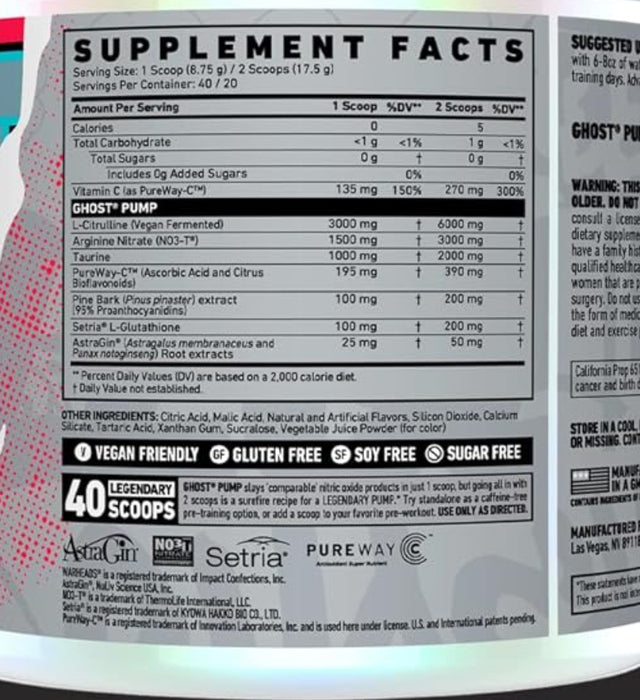 PRE ENTRENO GHOST OXIDO NITRICO - 40 SERVICIOS
