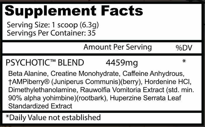PRE-ENTRENO PSYCHOTIC ROJO INSANE LABZ - 35 SERVICIOS