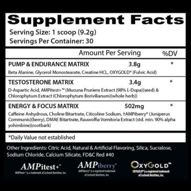 PRE-ENTRENO PSYCHTOIC CON TEST INSANE LABZ - 30 SERV