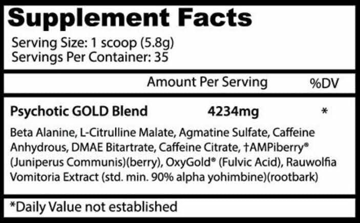 PRE-ENTRENO PSYCHOTIC GOLD INSANE LABZ - 35 SERVICIOS