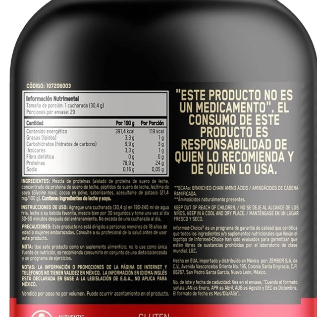 PROTEÍNA OPTIMUM NUTRITION 100% WHEY GOLD STANDARD - 2 LBS