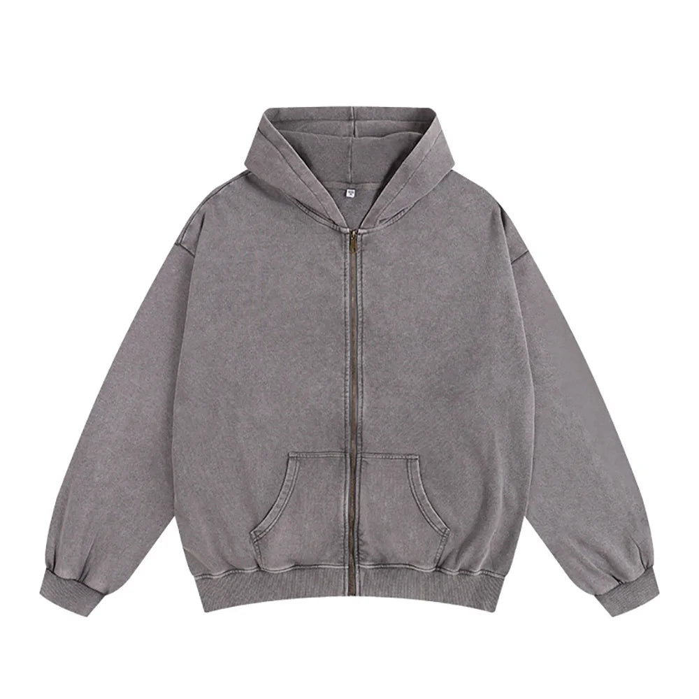 Men Zip up Washed
