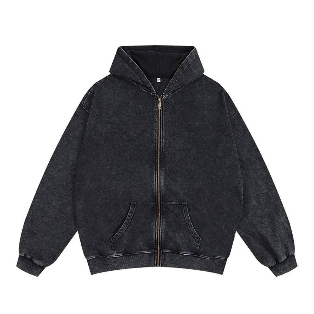 Men Zip up Washed
