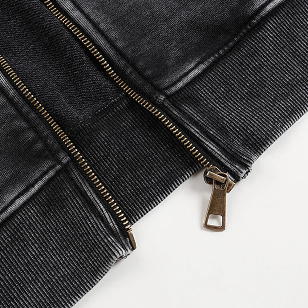 Men Zip up Washed